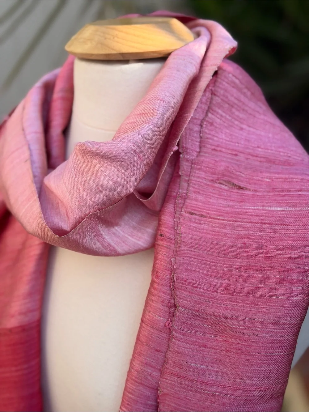Pink Handwoven Silk Scarf